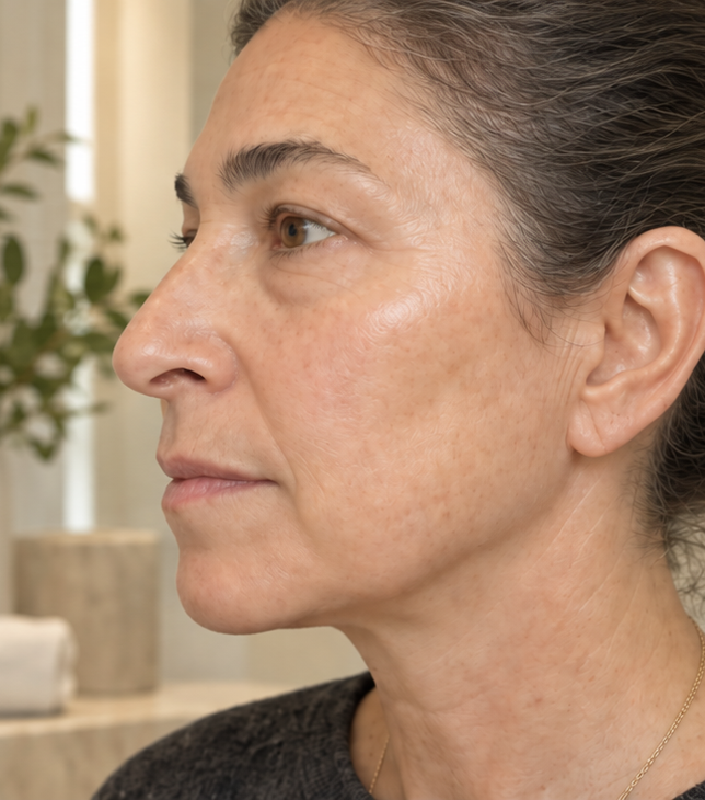 Side profile showing the appearance of the face after one month of the CAVAROCO ritual