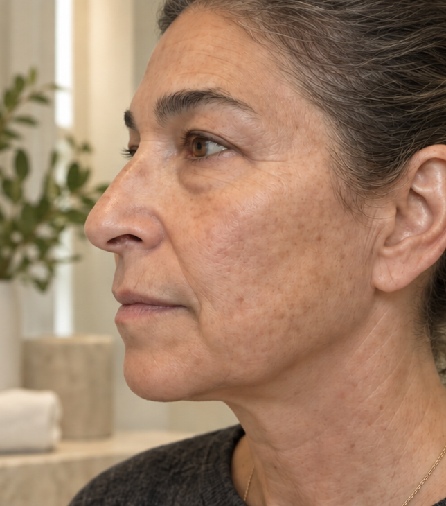 Side profile showing the appearance of the face after a two-minute CAVAROCO ritual