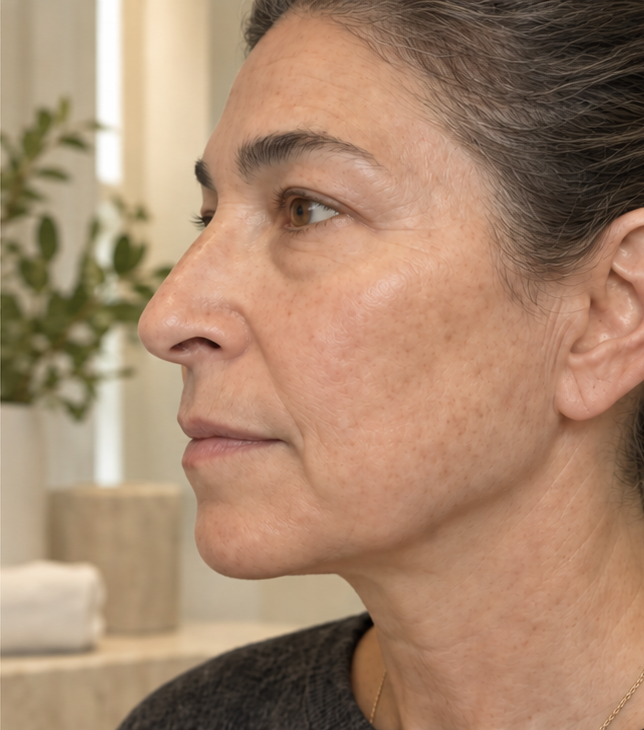 Side profile showing the appearance of the face after one week of the CAVAROCO ritual
